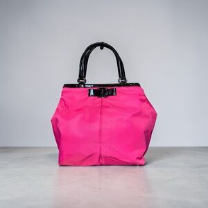 Authentic Salvatore Ferragamo vara ribbon 2-way hot pink & black bag